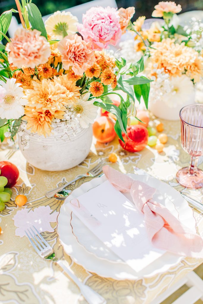 tischstyling tischdeko mit früchten hochzeit