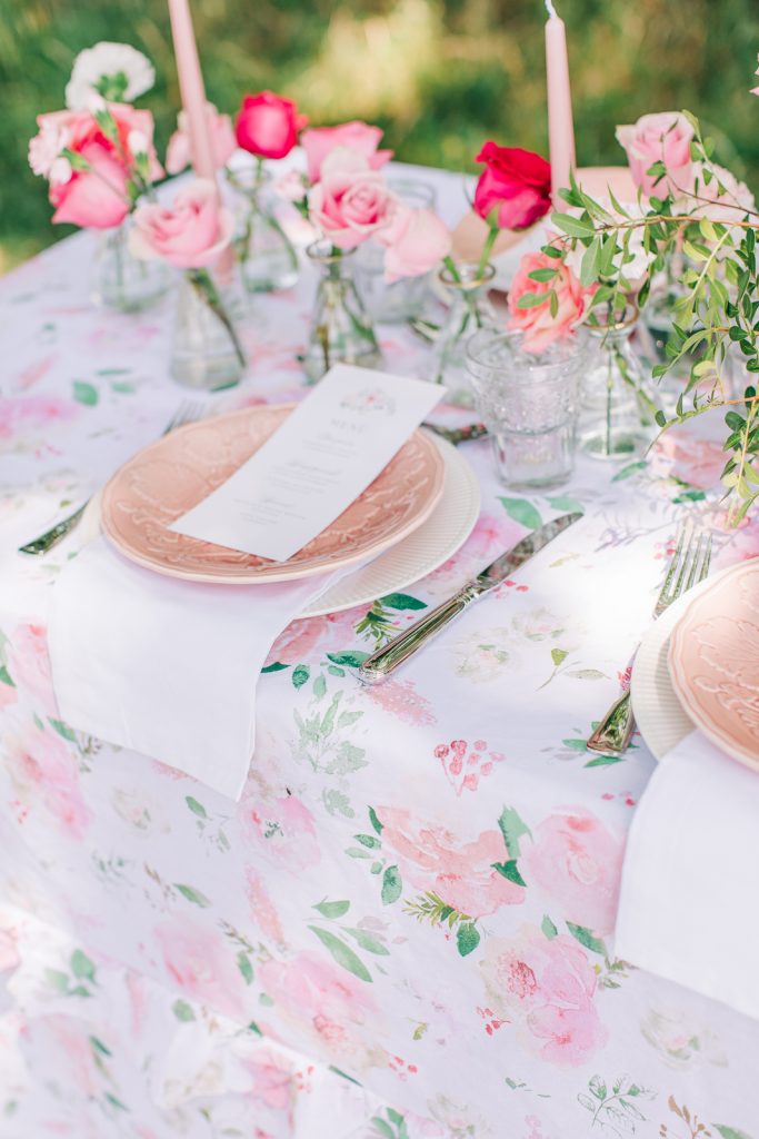 tischdecke Hochzeit blumen rosa