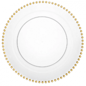 Platzteller mit goldenen Perlen