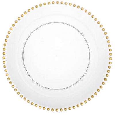 Platzteller mit goldenen Perlen