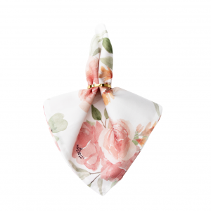 Stoffserviette mieten für hochzeit mit rosa blüten