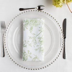 edle Stoffserviette toile de jouy grün mieten