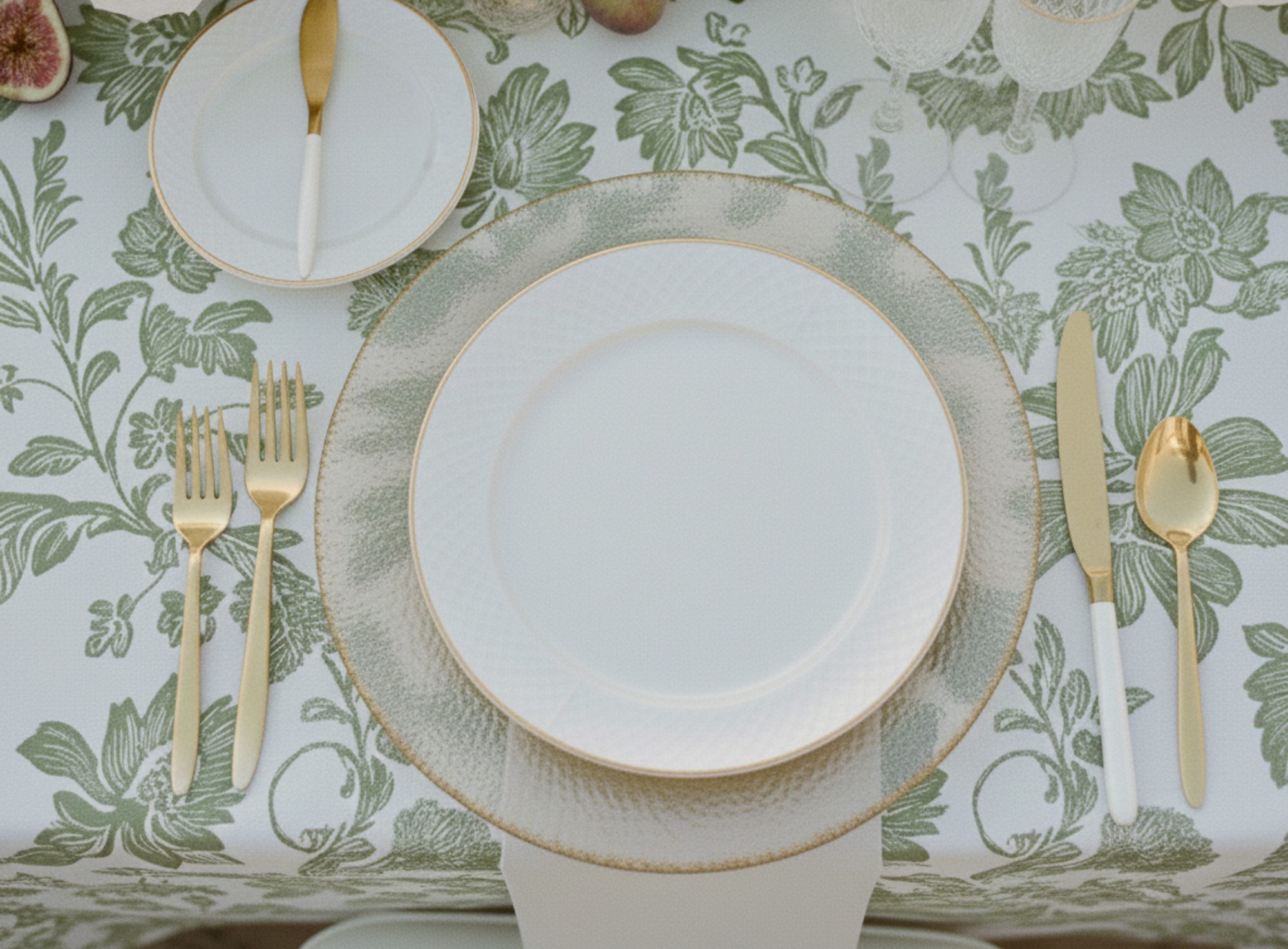 Bodenlange Tischdecke mieten mit Motiv für premium events