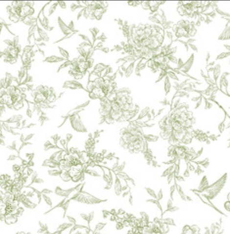 Tischdecke mit Motiv mieten toile de jouy grün