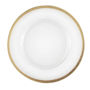 Platzteller mieten Goldrand aus glas